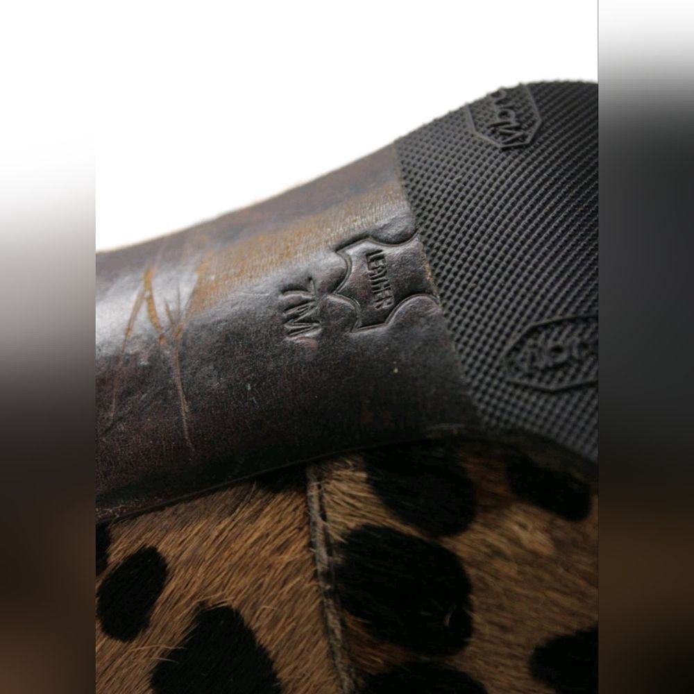 Tory Burch Designer Celina Leopard Animal Print Heels Pump Gold Logo 7 - Picture 9 of 11